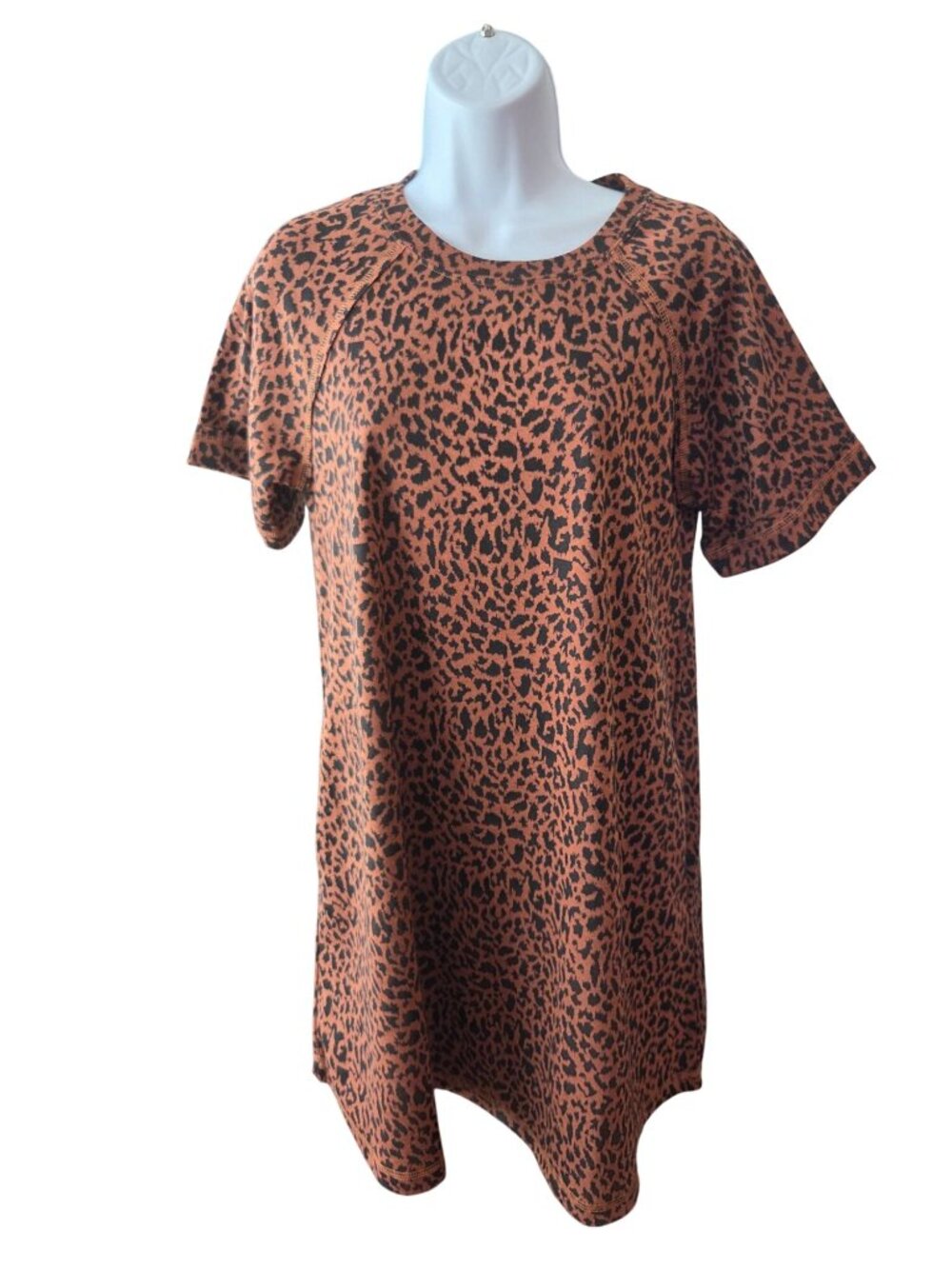 New In Womens S Leopard Print T Shirt Dress Brown Black Cheetah Coastal Cowgirl